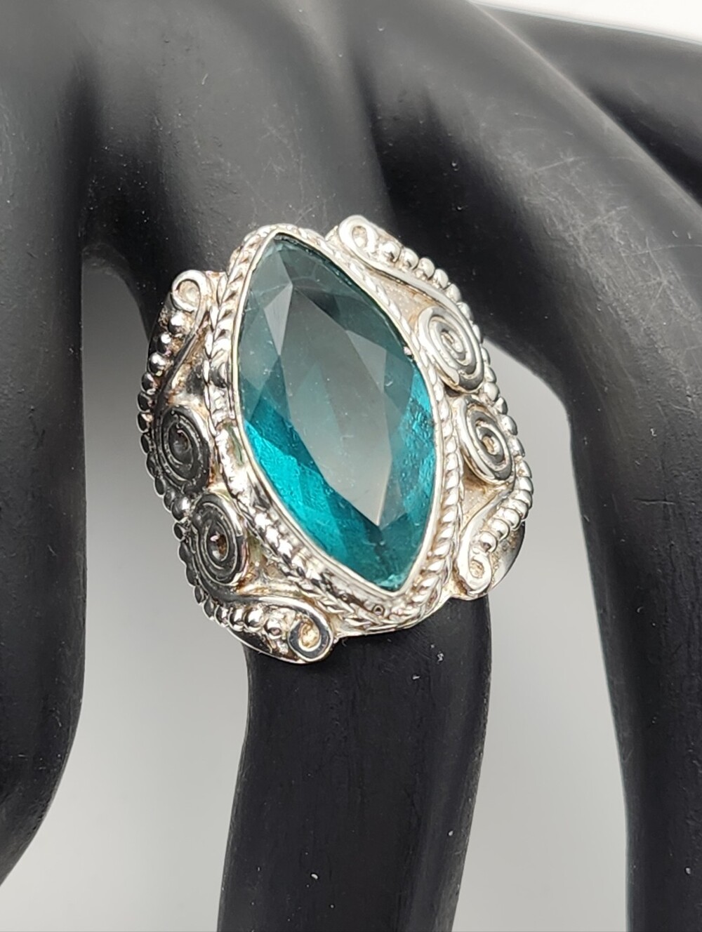 925 Silver Semi-precious Stone Ring, Size 7
